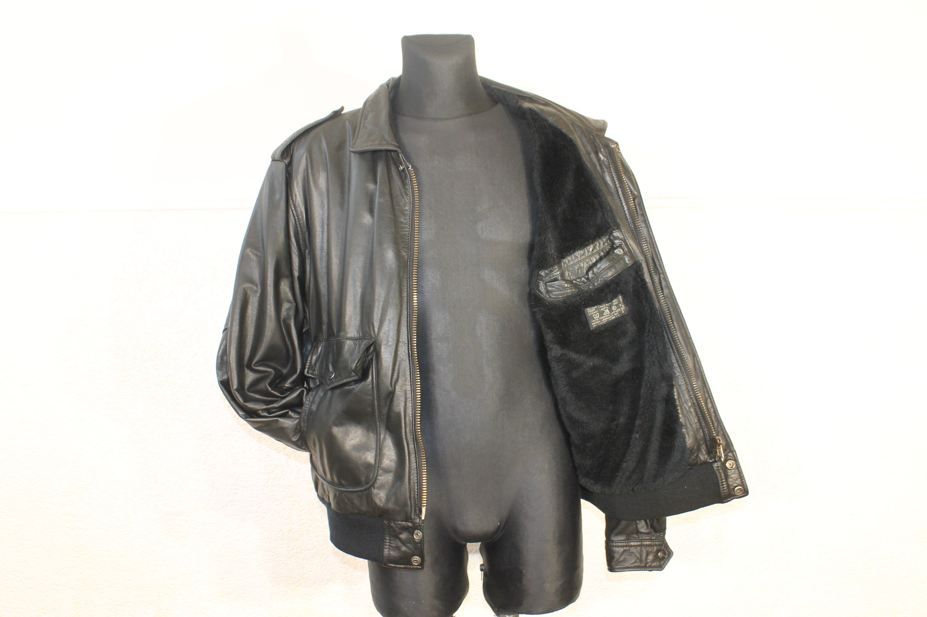 A2 Jacket, Petroff Leather Jacket, Aviator Jacket, Black A2 Jacket, Petroff Leather Jacket, Aviator Jacket, Black