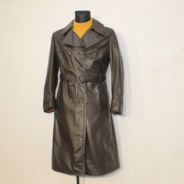Manteau long femme effet cuir style contemporain