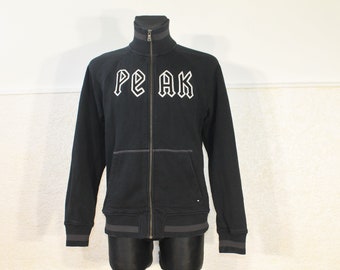 Peak performance Jacket, Black sweatshirt, Black Jacket, Cotton Sweatshirt, Logo sweatshirt, embroidered jacket, logo jacket size M