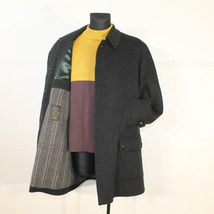 Cappotto vintage anni &#39;90 in pura lana nera Loden - Capospalla invernale minimalista urbano da uomo (taglia Large)