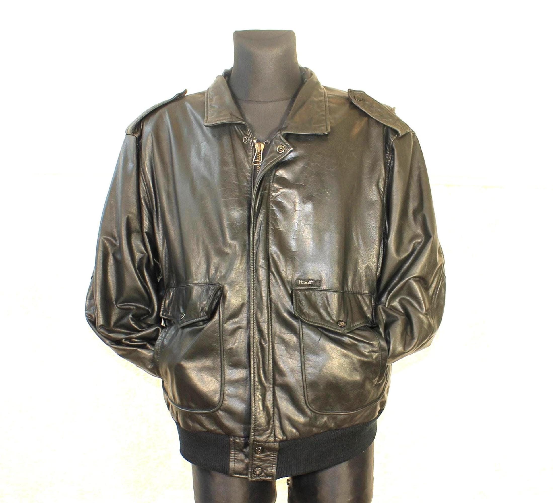 A2 Leather Jacket Vintage Black Petroff Aviator Medium Bomber