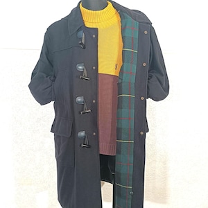 Vintage Paul & Shark Navy Wool Duffle Coat - Large Winter Trench Overcoat with Toggle Buttons