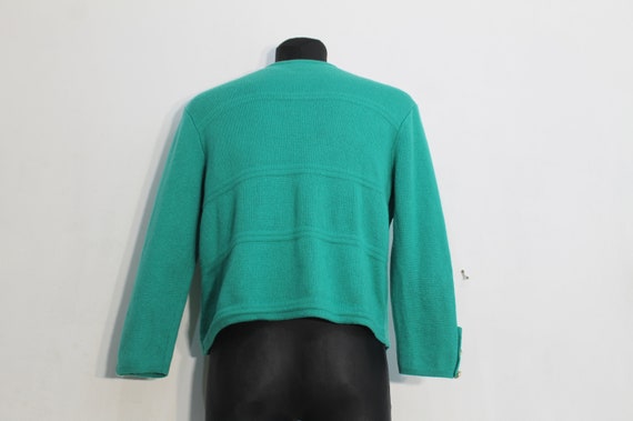 wool Jacket Cardigan Women Green / Buttoned Wool … - image 7