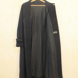 Vintage 80s Navy Wool Tyroler Loden Overcoat - Gothic Style Winter Trench for Women, Medium Size