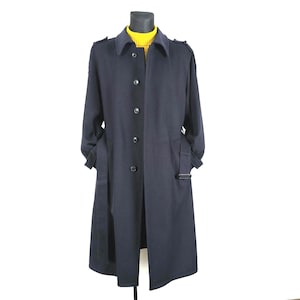 Loden Wool Overcoat: Full Length Navy Belted Men's Coat Medium