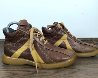 hiking leather boots vintage brown leather EU 38 lace-up ankle boots