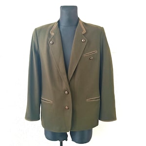 Loden Jacket Vintage Wool Blazer Brown Large Buttoned Bavarian Style