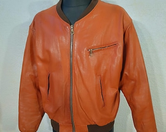 Brown Leather Bomber Jacket, Classic Men’s Outerwear