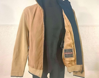 Brown Suede Jacket Chevignon: 80s Vintage Leather, Large, Zip-Up Casual Outerwear