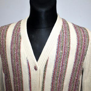 Irish Tweed Cardigan Women’s Large Beige Pure Wool Cable Knit Jacket