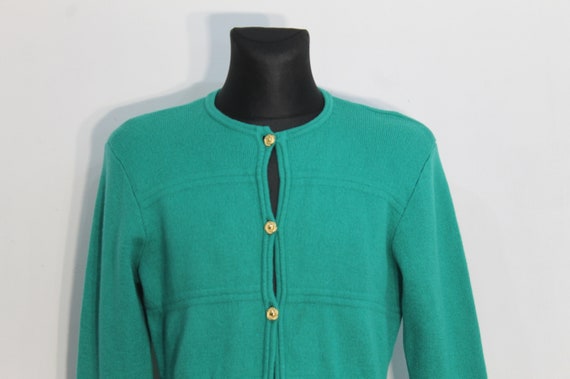 wool Jacket Cardigan Women Green / Buttoned Wool … - image 5