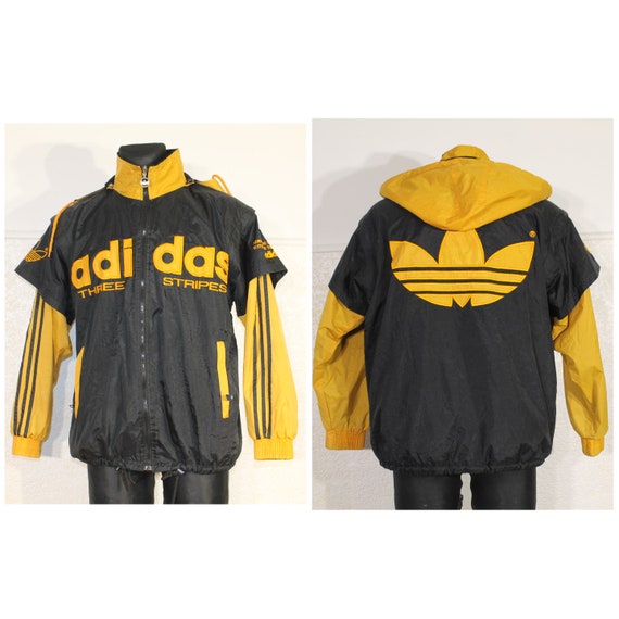 Adidas Windbreaker, Adidas Retro, Jacket Vintage, Yellow Jacket