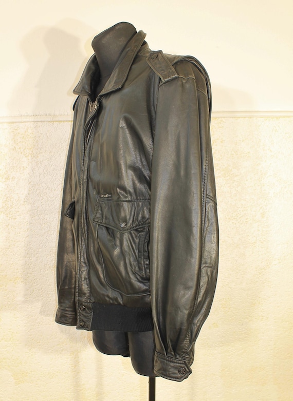 Vintage A2 Petroff Aviator Black Leather Flight Jacket - Medium