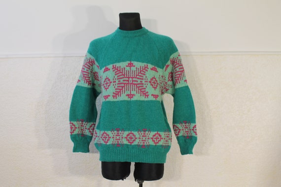 Vintage Norwegian wool Jumper, Fair Isle jumper, … - image 1