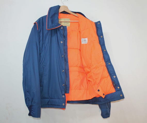 70〜80s MA-1 Vintage Aviator Jacket: 80s MA-1 Bomber Navy Orange, Large Padded
