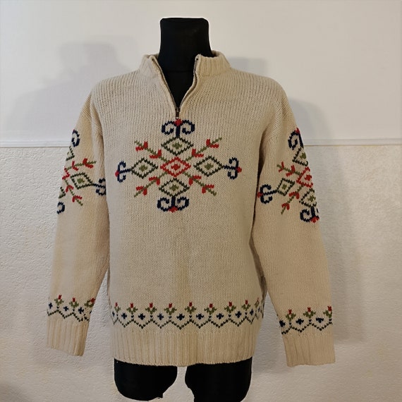 Vintage Norwegian wool Cardigan, Fair Isle jumper… - image 3