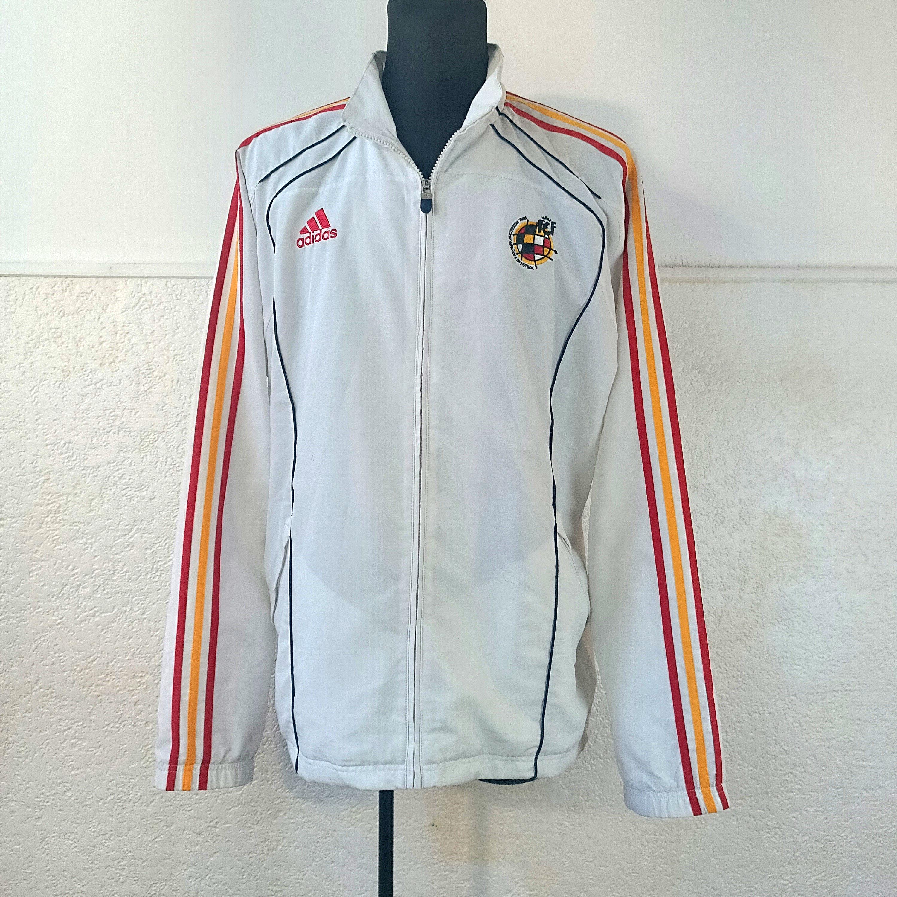 Spain Track Jacket XL: Adidas Vintage Red Football Sportswear