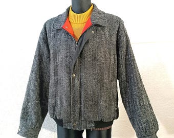 【HI FI FNK】Lem Wool Herrington Jacket Vintage Finnish Tweed Wool Harrington Bomber Jacket for Men