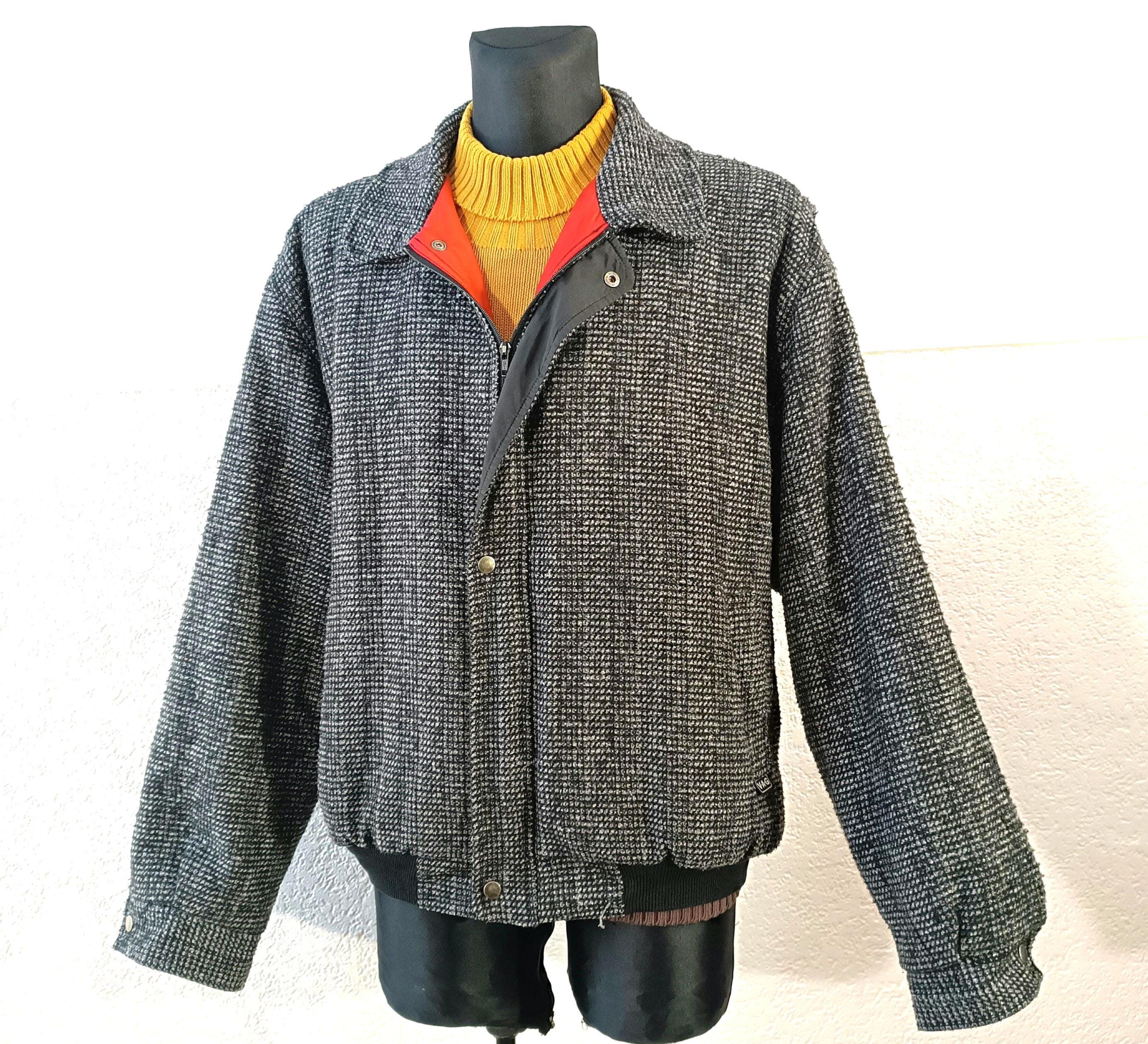 ジャケット・アウター Phlannel Wool Tweed Harrington Jacket Vintage Finnish Tweed Wool Harrington Bomber Jacket for Men