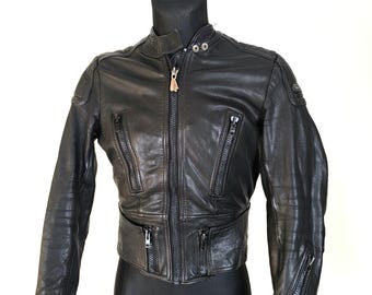 Rare Hein Gericke Women&#39;s Black Vintage Motorcycle Leather Jacket Size 42