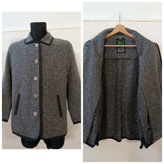 Gray Wool Cardigan women, Trachten wool jacket, v… - image 10