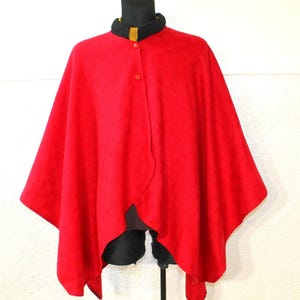 Red Wool Cape Women Vintage: 1980s Winter Cloak Coat