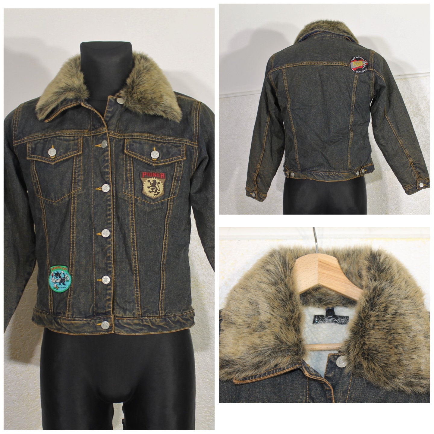 Generisch Vestes En Jean Décontractées Pour Homme Veste En Jean Western Doublée Pour Homme Au Printemps/style Jeans Pour Hommes Coton Moto (BU2, XL), Bu2, XL