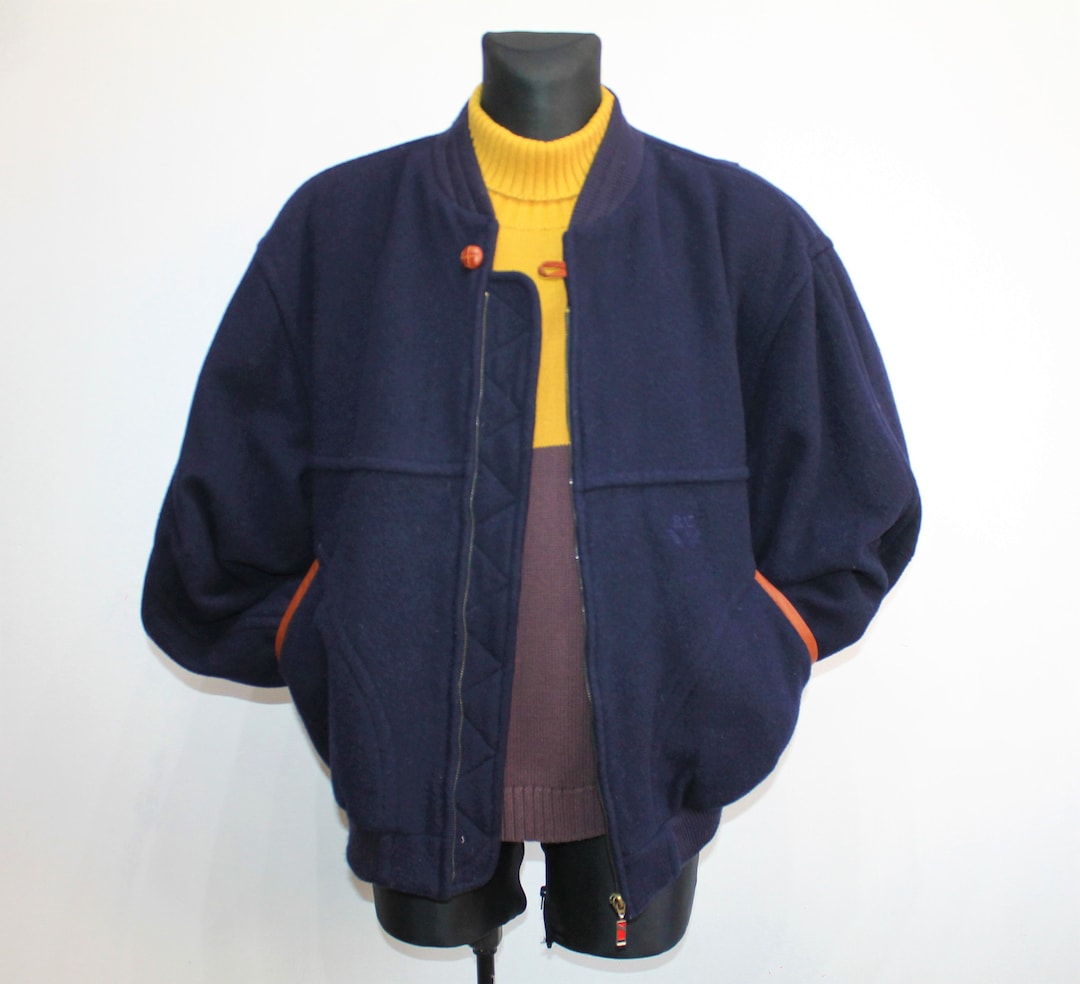 ジャケット・アウター 80s short wool bomber jacket Baz Wool Bomber Jacket PADDED Winter Wool Letterman Jacket