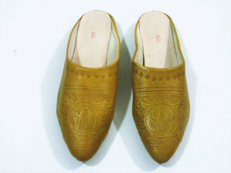 Women slippers Handmade Leather slippers with a Heel Moroccan Etsy