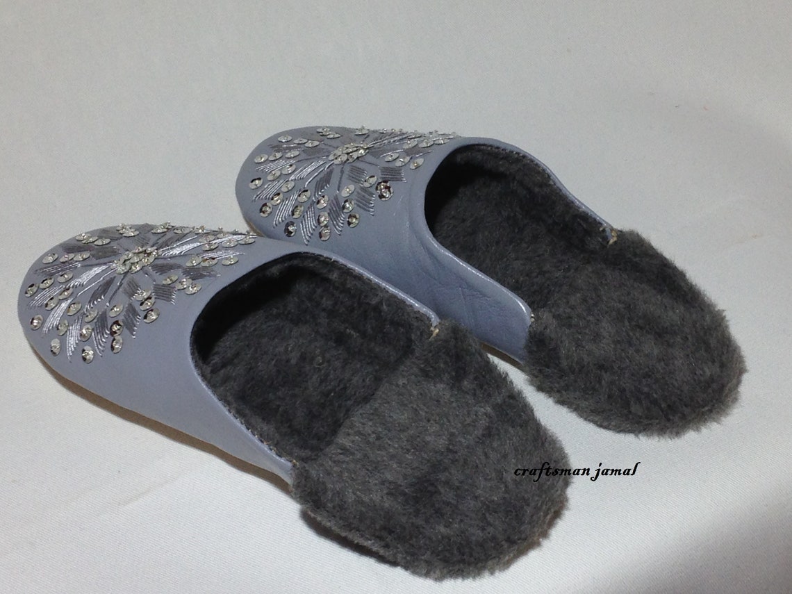 leather fur mules