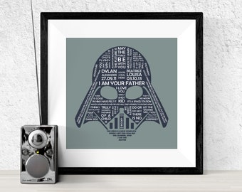 Personalised Darth Vader Print, Star Wars, Gift for Dad, Fathers Day Gift, Star Wars Quotes, Unframed