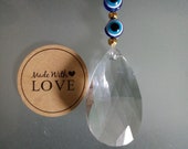 Prisma drop crystal glass protective eye of nazar glass prisma sun catcher crystal glass prism eye brilliant cut crystal glass