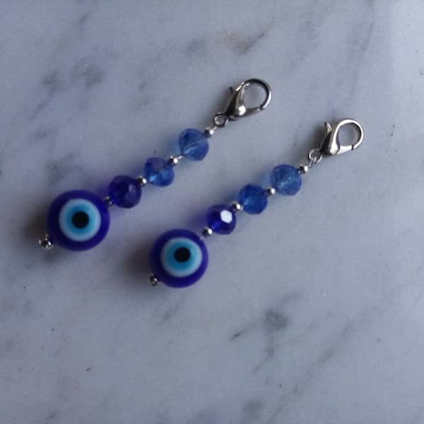 Crystal glass pendant protective eye key pendant bags pendant carabiner clasp blue crystal glass beads brilliant cut