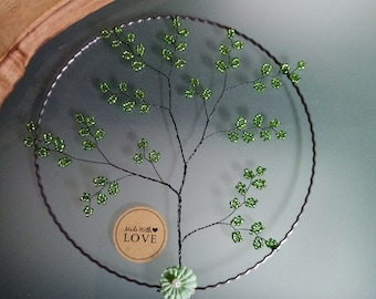 Tree of life glass suncatcher tree green glass beads with silver core window picture