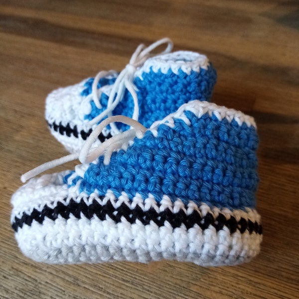 Gehäkelte baby Turnschuhe blau Handarbeit reine Baumwolle größe 14/15