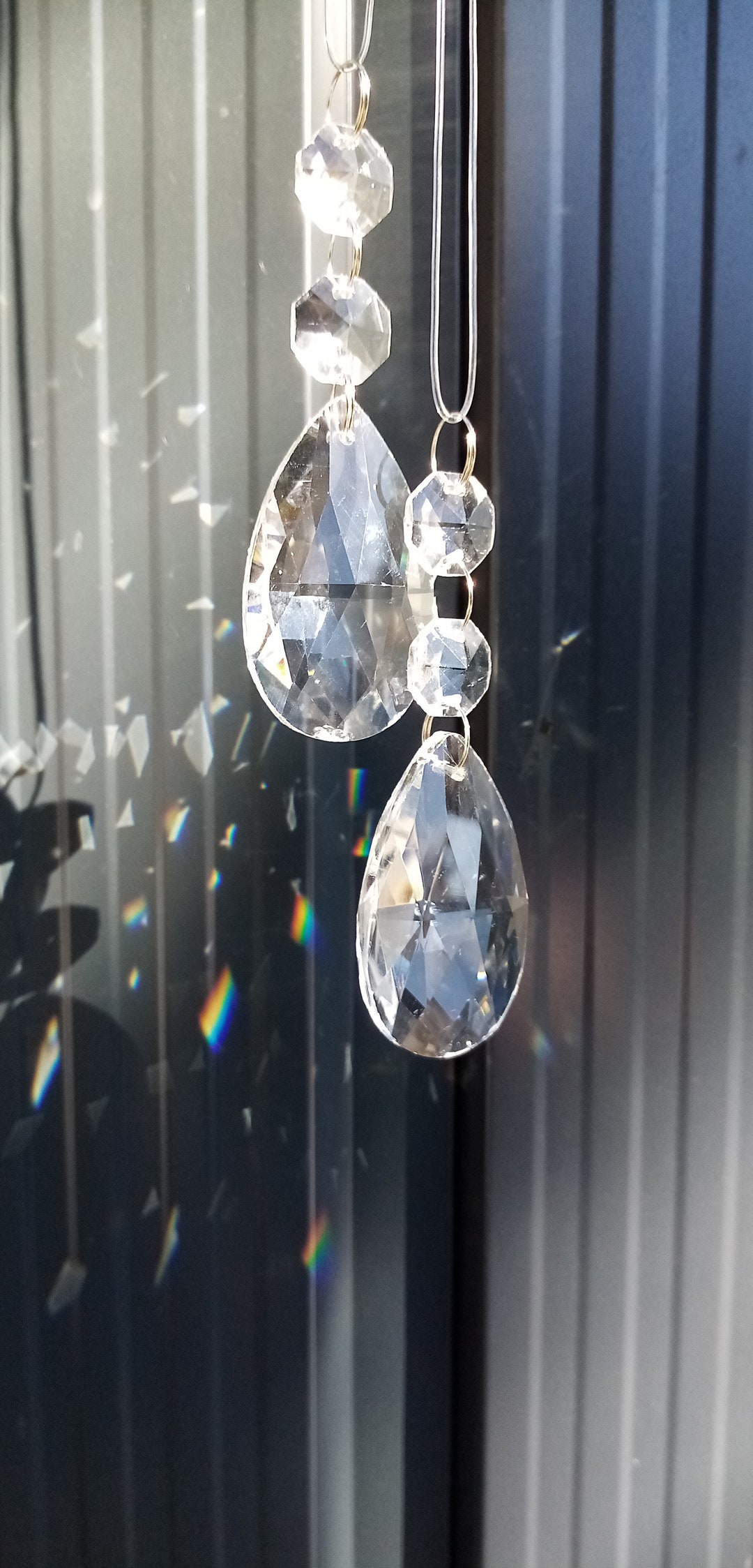 DIYEAH Kristallanhänger Set - 2 Runde Glasanhänger Zum Aufhängen An Deckenventilator, Lampe Oder Fenster