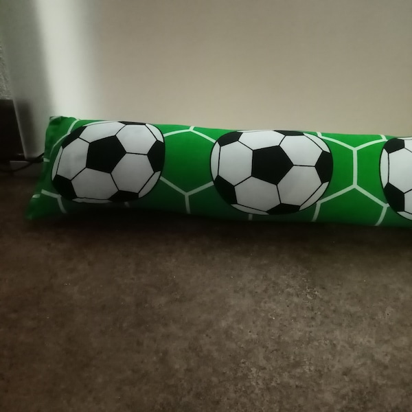 Fussball Zugluftstopper öko tex Baumwolle und öko tex Füllwatte 90x12cm waschbar und aufhängbar deko Kissen