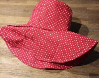 Kleinkinder sonnenschutz Hut Handarbeit öko tex baumwolle 1 bis 2 Jahre tolles rot doppelt genäht