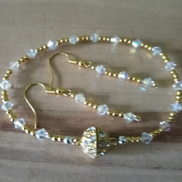 Set aus Swarovski Kristallglas Perlen Armband und Ohrhänger 925er Sterling versilbert mit vergoldung Größe M