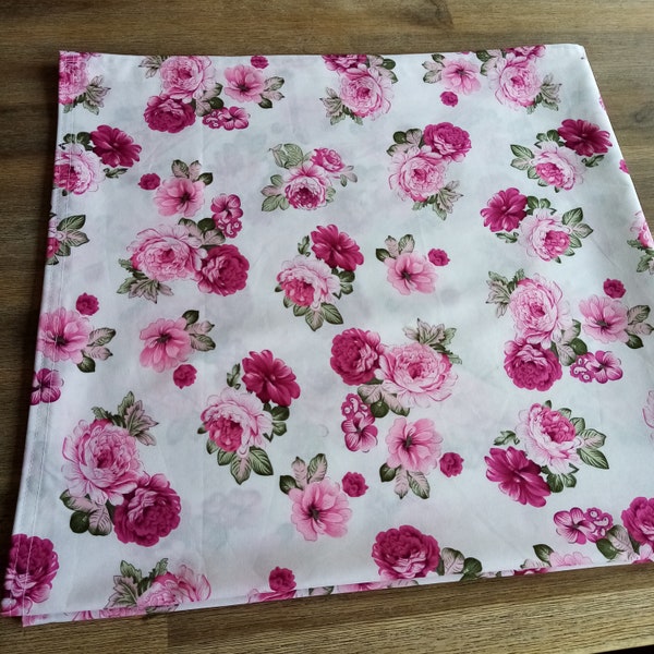 Nappe romantique Eco tex coton roses estivale 86 x 90 cm couverture moyenne qualité fine !!