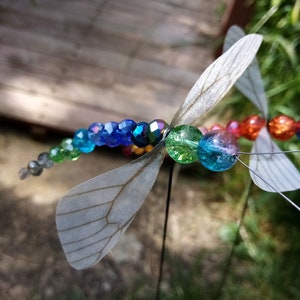 Set of 2 fluttering dragonfly crystal glass brilliant cut sparkling dragonfly with fabric wings that flutter in the wind 9 to 12 cm color selectable