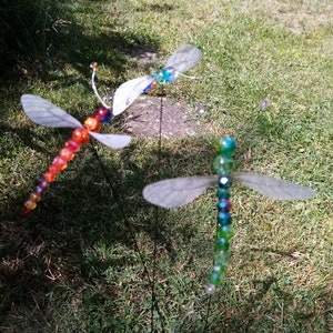Set of 2 fluttering dragonfly crystal glass brilliant cut sparkling dragonfly with fabric wings that flutter in the wind 9 to 12 cm color selectable image 8