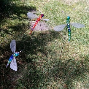 Set of 2 fluttering dragonfly crystal glass brilliant cut sparkling dragonfly with fabric wings that flutter in the wind 9 to 12 cm color selectable image 9