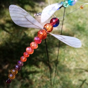 Set of 2 fluttering dragonfly crystal glass brilliant cut sparkling dragonfly with fabric wings that flutter in the wind 9 to 12 cm color selectable image 7