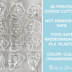 Custom Pet Portrait Cookie Cutter, Gift for pet lover, Cat Dog Face, 3D printed image 3