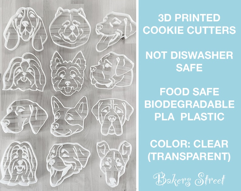 Custom Pet Portrait Cookie Cutter, Gift for pet lover, Cat Dog Face, 3D printed image 3