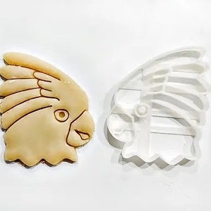 Cockatoo Cookie Cutter, Parrot Cookie Cutter, Fondant Cutter with stamp, Bird Cookie Cutter