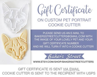 Digital Gift Certificate For Pet Portrait Cookie Cutter