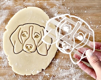 Beagle Cookie Cutter, Pet Portrait Cookie Cutter, Fondant Cutter with stamp, Animal Cutter, Puppy Cookie Cutter