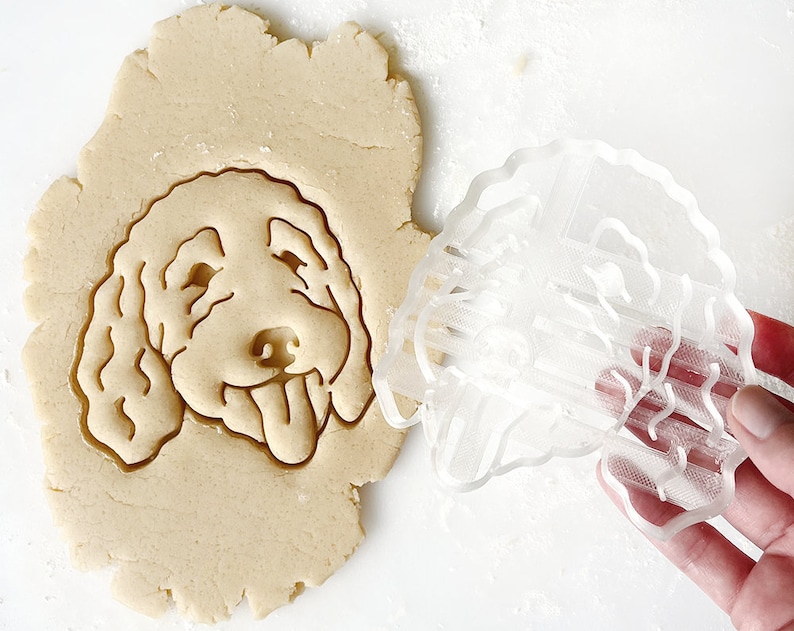 Golden Doodle Cookie Cutter, Dog Portrait, Gift for Golden Doodle Owner image 1